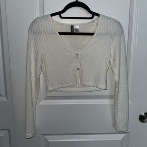H&M Wide Ribbed Cropped Cardigan Top
